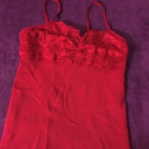 Red lace front top